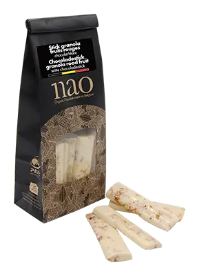 Nao: granolastick witte chocolade